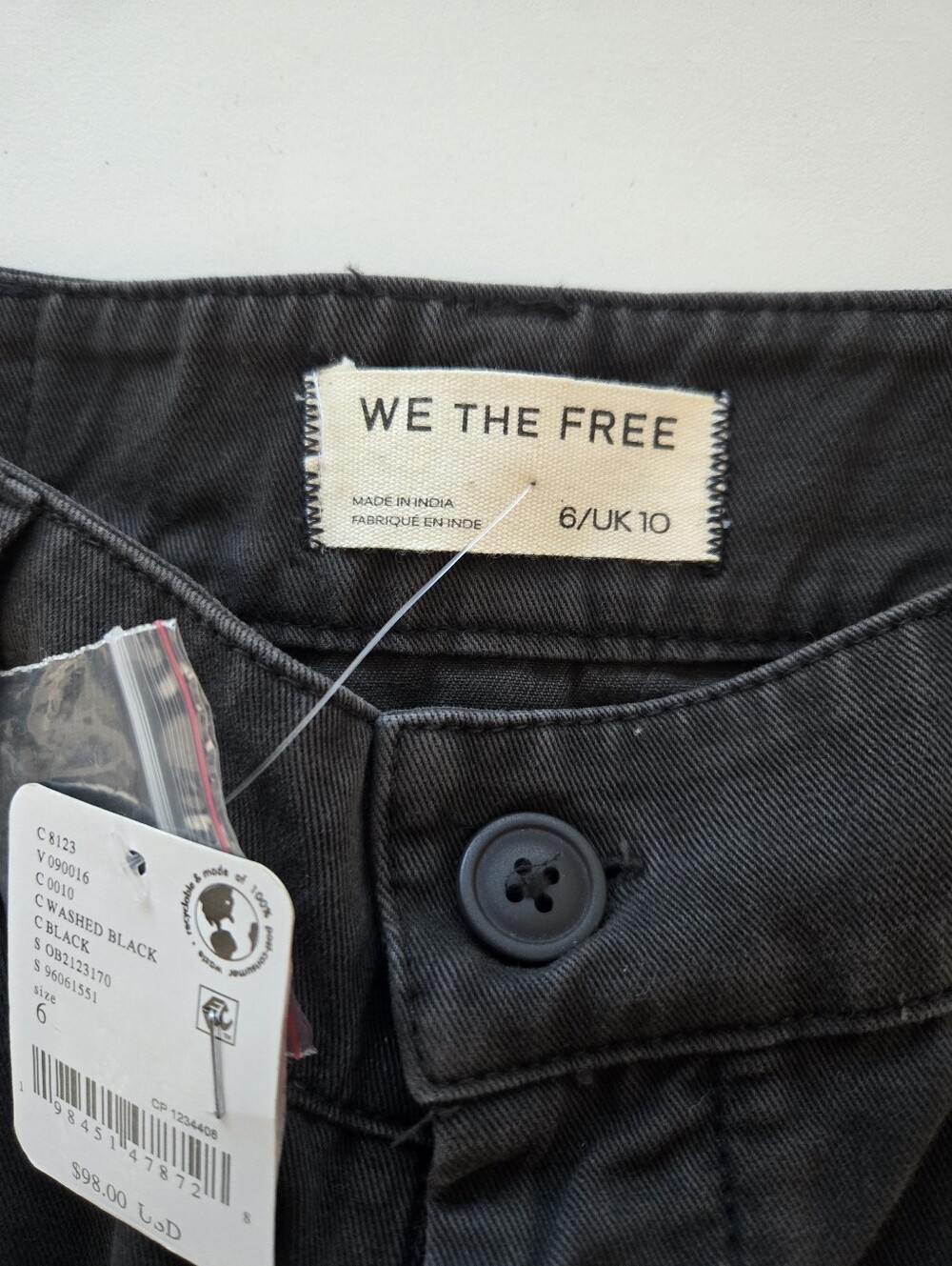 NWT Free People We The Free Lay Down Chino Trousers Wide Leg Faded Onyx Pants 6 - Picture 8 of 11